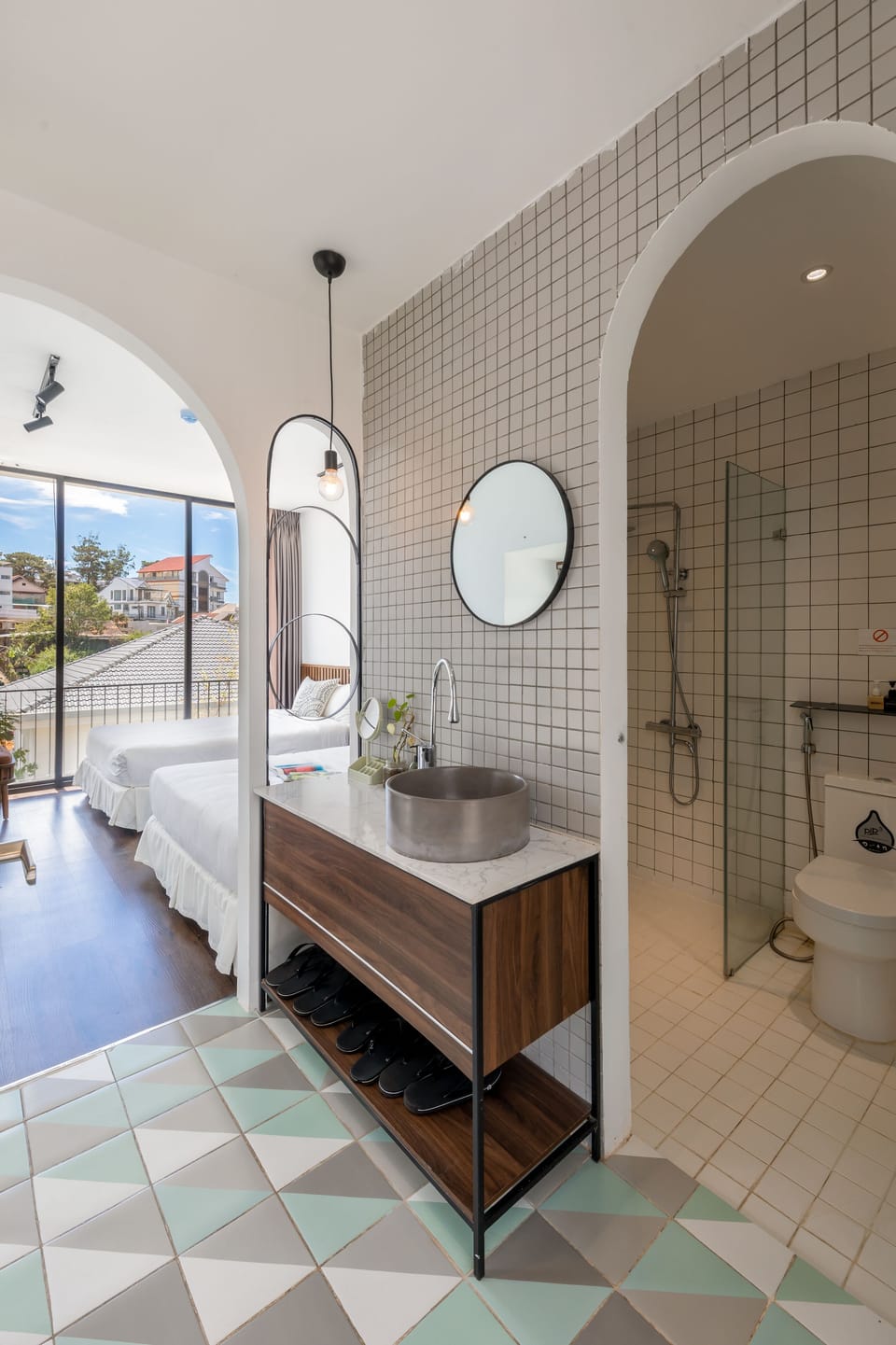 Deluxe Quadruple Room, Balcony, City View | Bathroom | Shower, hydromassage showerhead, eco-friendly toiletries, hair dryer