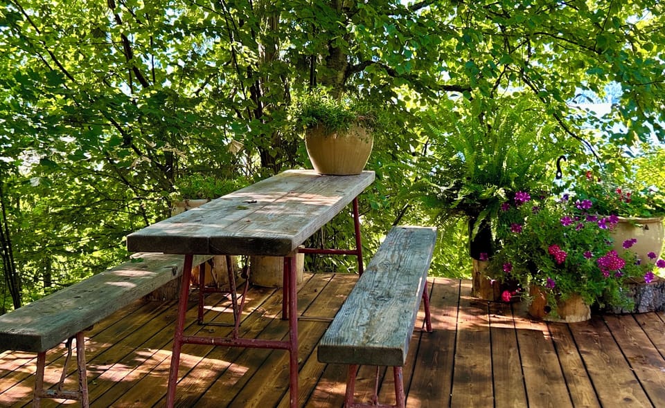 A table set by the lake is a meal for the soul