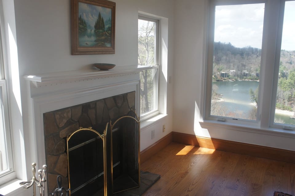 Formal Living room with wood burning fireplace