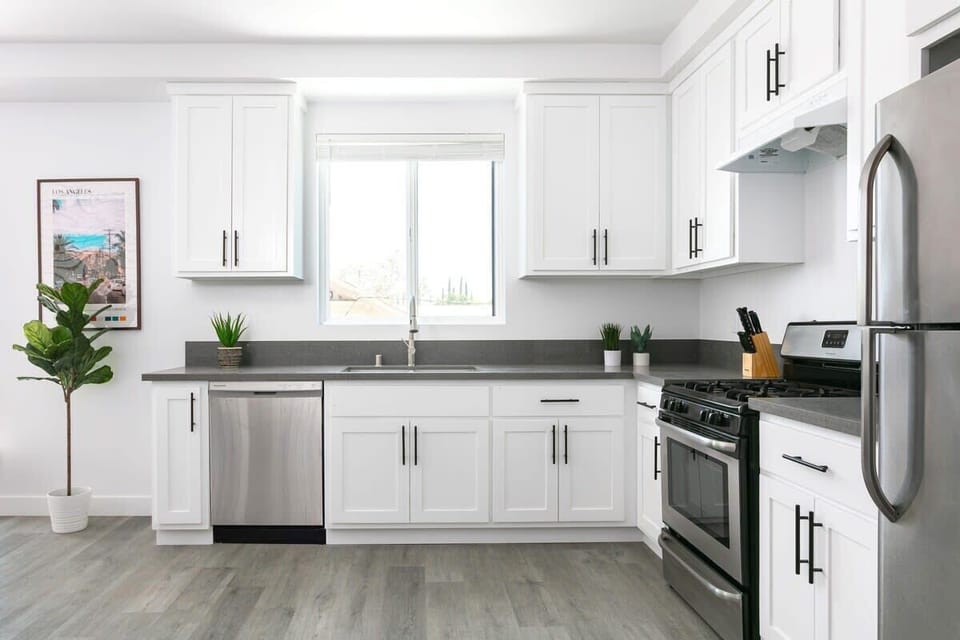 Modern kitchen with stainless steel appliances