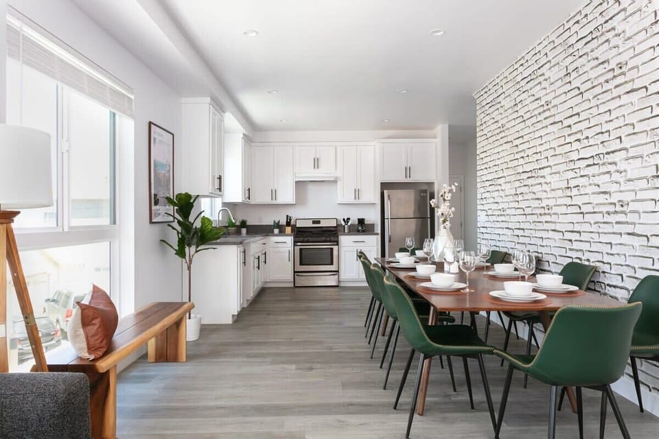 Bright dining area with stylish seating and natural light