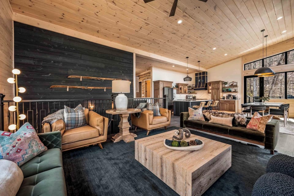 Mountain Modern Style Complimented by Some of the Most Unique Decor you can Imagine Such as Original Skis From Switzerland or the Gotland Sheep Throws Shipped Straight From England