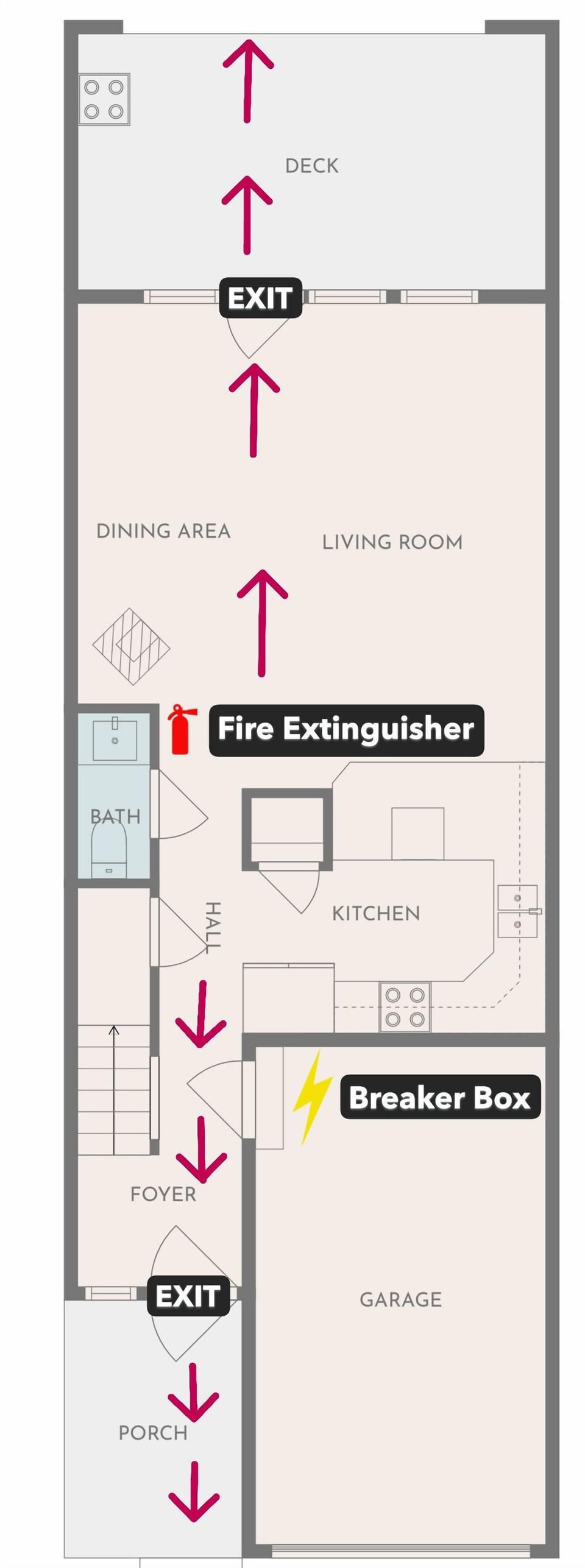 1st Floor Fire Safety & Evacuation Diagram