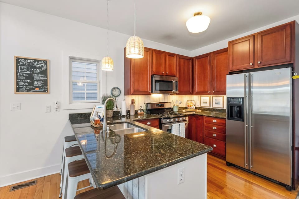 Efficient and well-equipped, this kitchen is the perfect space for cooking up something special