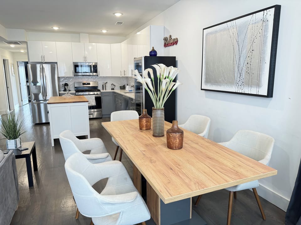 dining room with 5 chairs, can bring more if needed