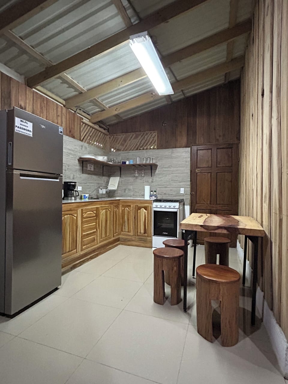 The kitchen & dining area so you can cook & eat at home. 