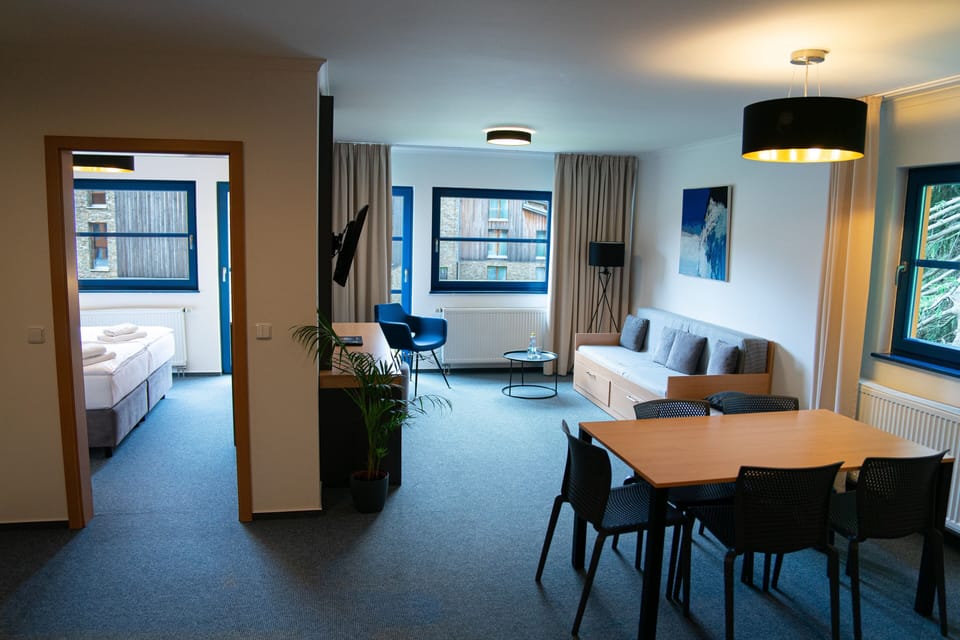 Superior Apartment, 2 Bedrooms (with AquaPark 2hr./day) | Living area | Flat-screen TV