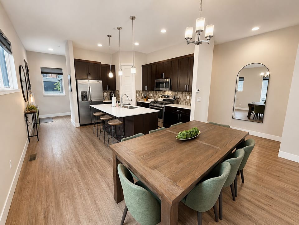 Fully Stocked Kitchen and Dining Area