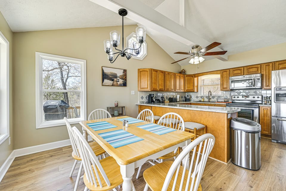 Dining Area & Kitchen | Main Level | Drip Coffee Pot & Keurig | Toaster