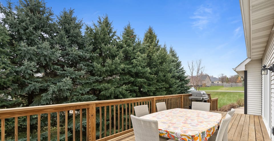 Step out onto the private deck and enjoy outdoor dining surrounded by open skies and mature trees. A perfect spot for morning coffee, evening drinks, or grilling together after a day of adventure.