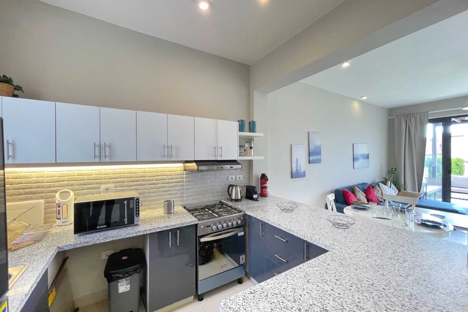 Basic Villa | Private kitchen | Fridge, microwave, oven, stovetop