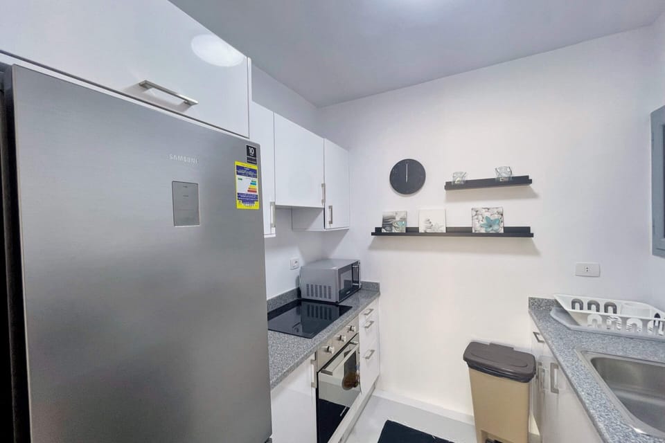 Basic Apartment | Private kitchen | Fridge, microwave, oven, stovetop