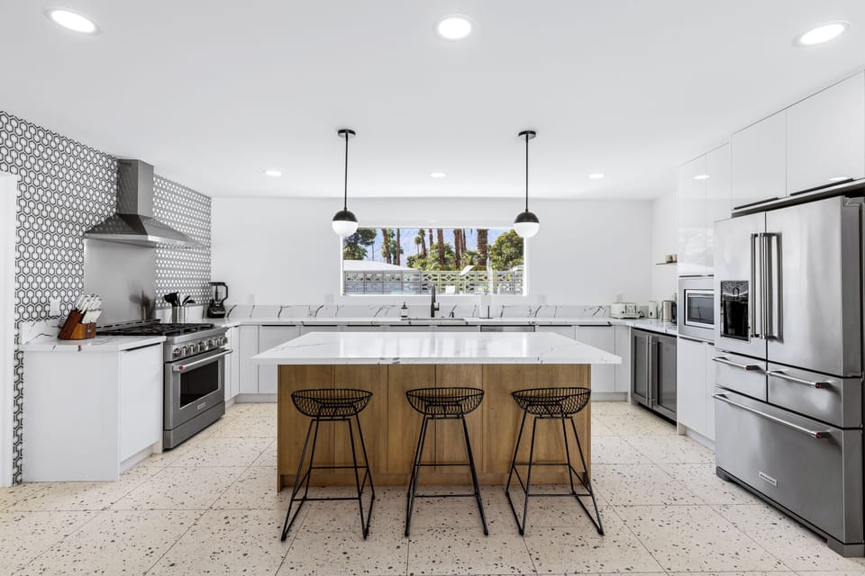 Chef's kitchen with a huge island