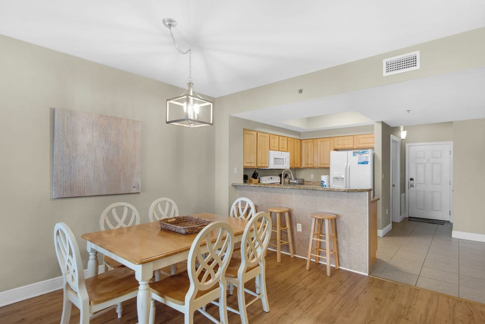 Dining table with eat-in bar seating