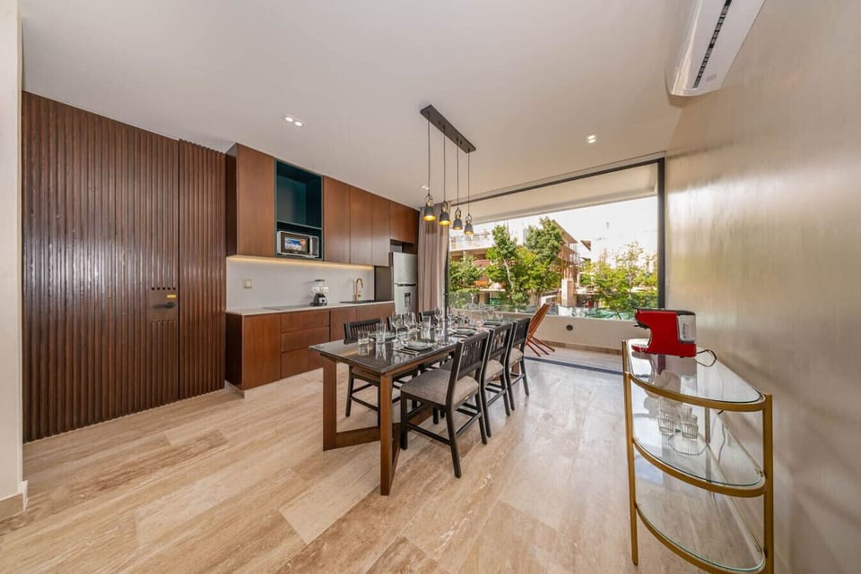 A fully equipped kitchen and cozy dining area for your culinary adventures
