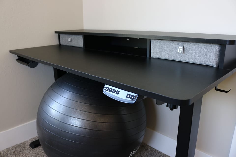 Sit/Stand Desk in Queen Bedroom