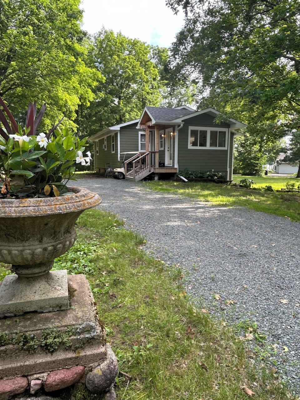 View from road into driveway
