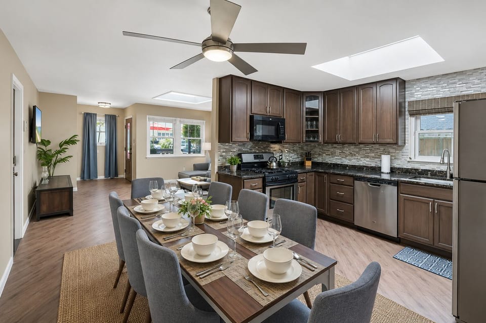Fully loaded Kitchen and Dining Area: Cook like you actually enjoy it. This kitchen has every tool, pan, and staple you need.