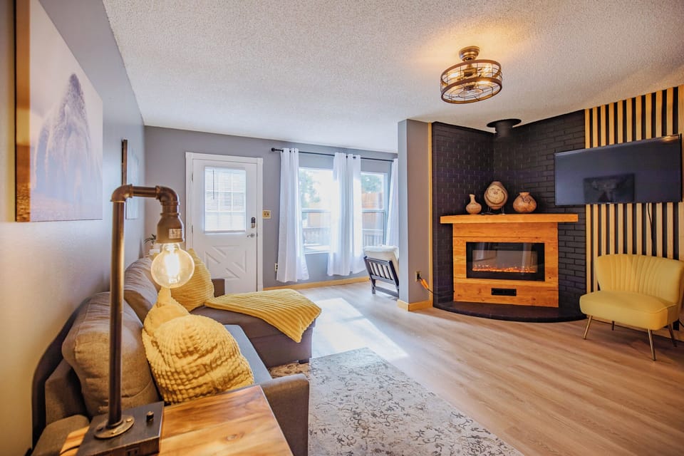 Living space with electric fireplace