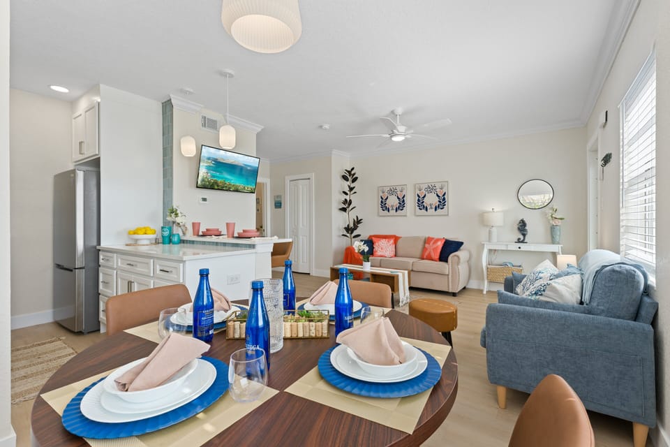 Cozy dining space perfect for meals, games, or planning your day.
