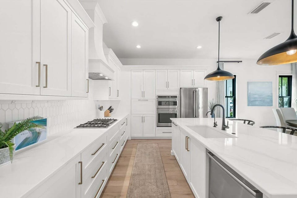 Spacious kitchen with stainless steel appliances