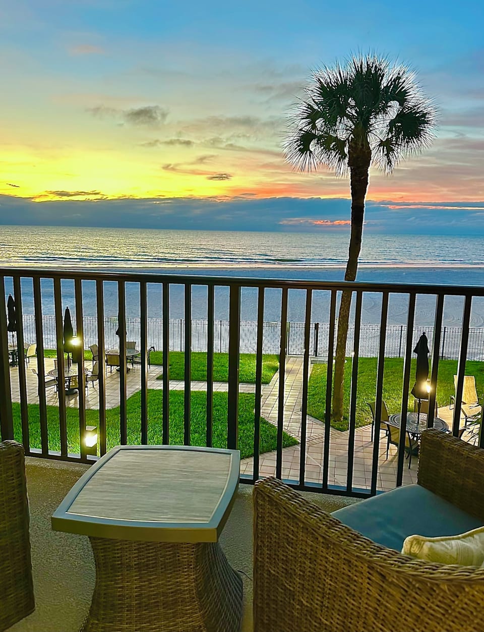 Private balcony with beach and Gulf views. Enjoy peaceful sunsets.