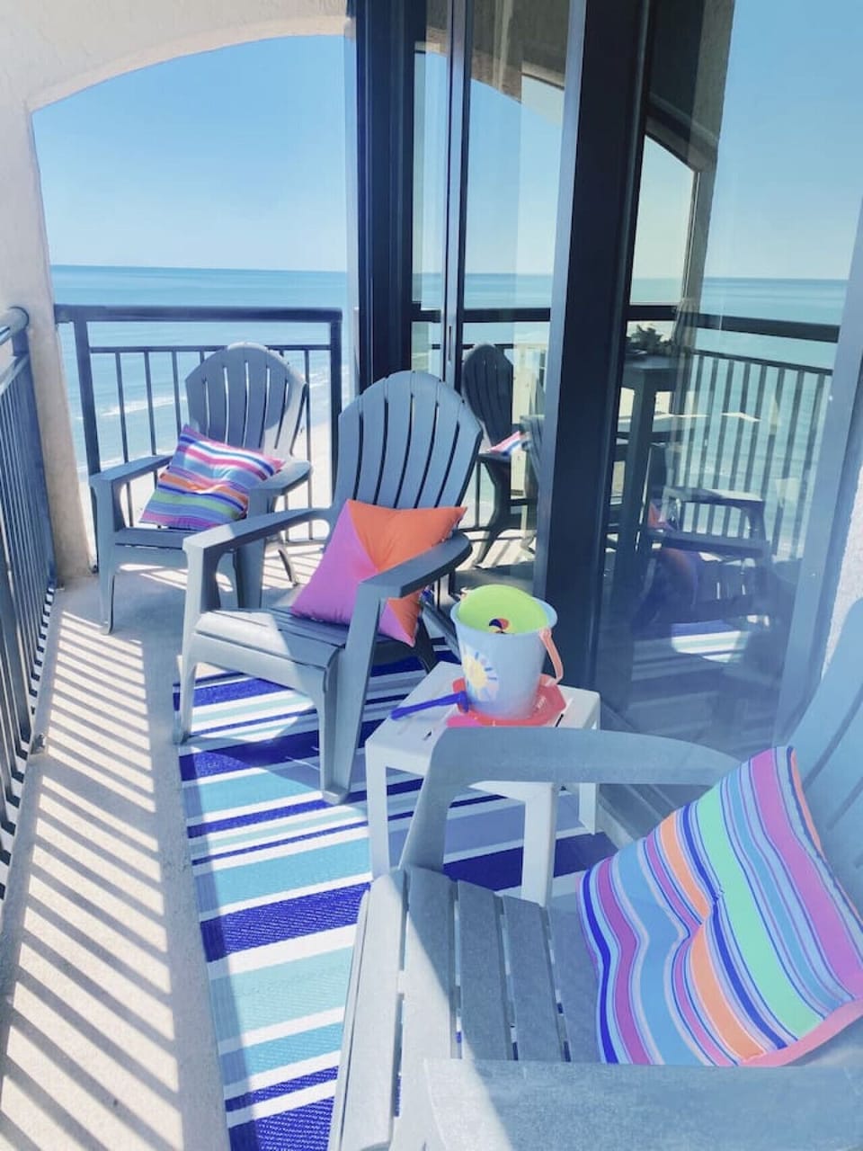 This end-unit balcony give you views of both the sunrise and sunset in North Myrtle Beach.  Enjoy mornings with coffee or shaded days with the ocean sounds and breeze.  This rare find is sure to excite your senses.