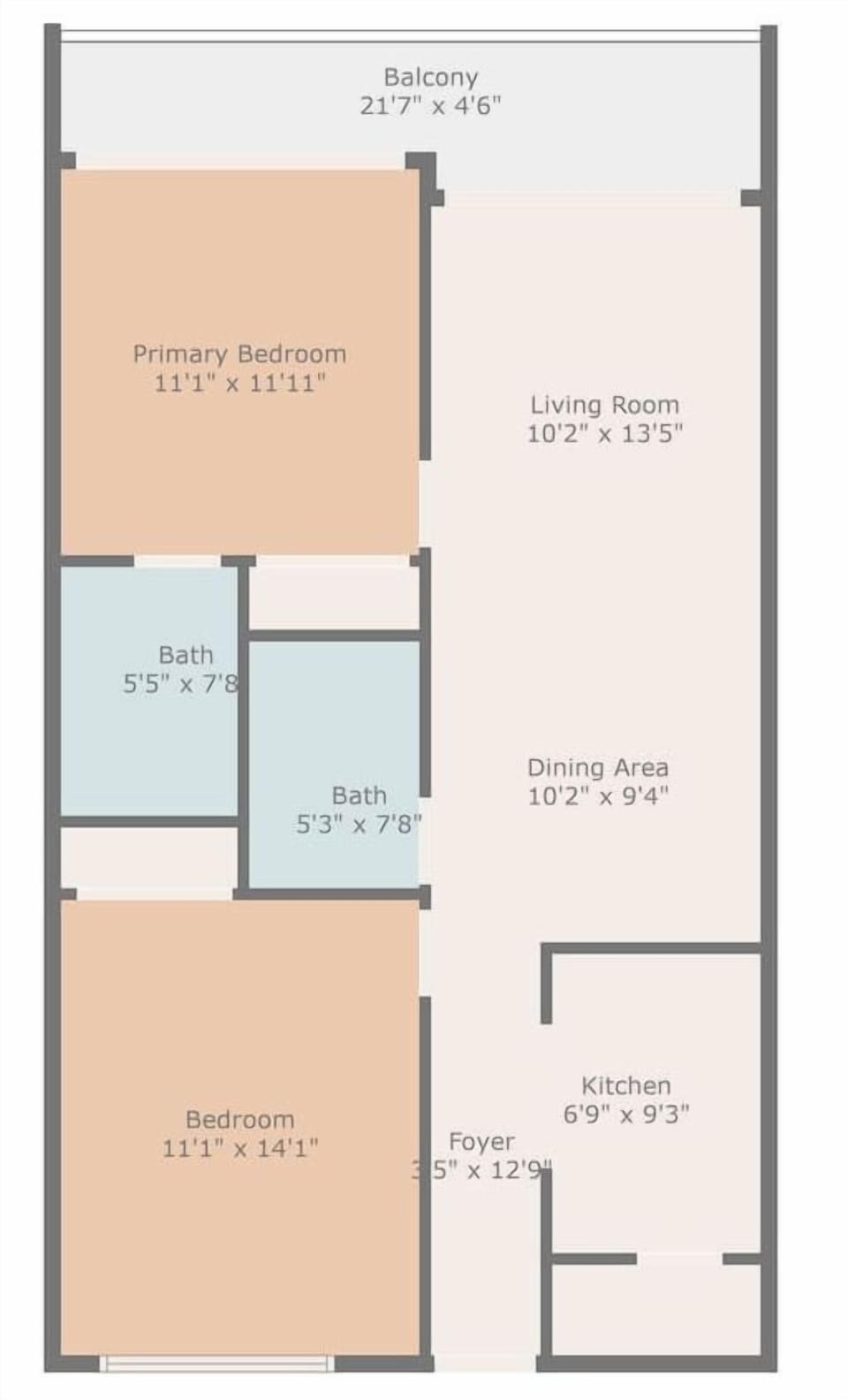 Beach Cove Resort 1504 2 bedroom and 2 bath floorplan