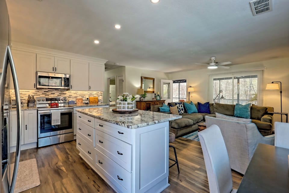 Open concept kitchen and living area. 
