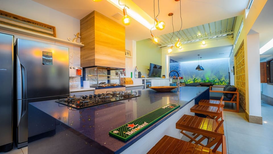 Villa | Private kitchen | Fridge, microwave, oven, stovetop