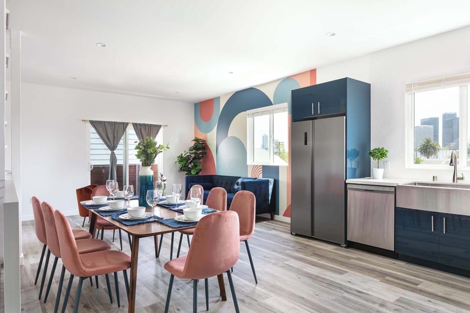 Spacious dining area with modern chairs and open flow