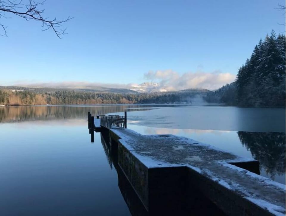 Dock on Lake Padden in winter time.  Lake Padden is a 10 minute drive from home.