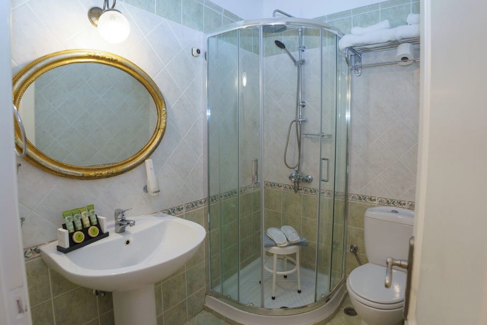 Shower, free toiletries, hair dryer, bathrobes