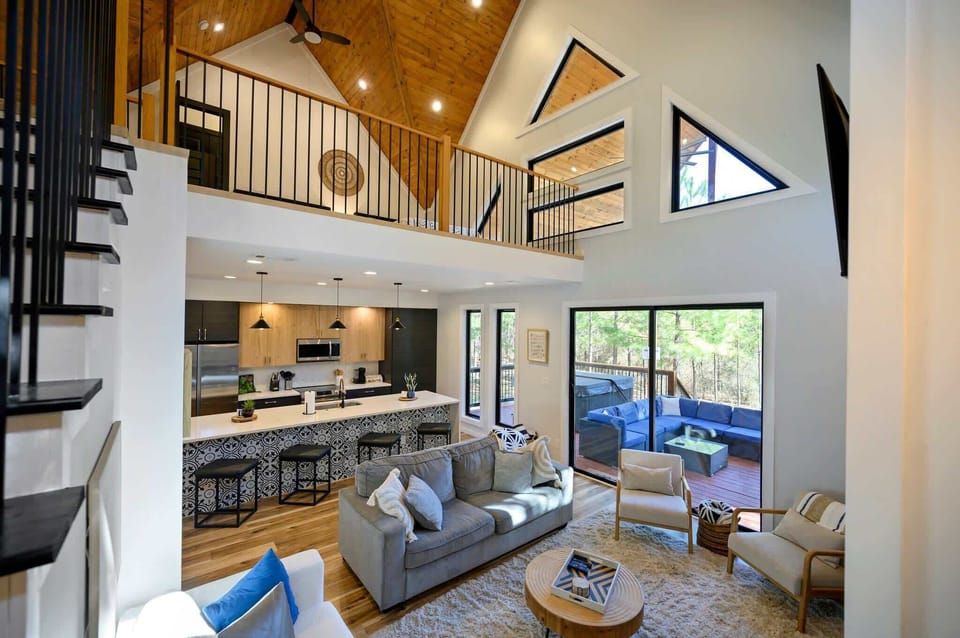 Cabin, Multiple Beds, Hot Tub, Garden View (Sugar Bear Den) | Living area | 42-inch flat-screen TV with digital channels, fireplace