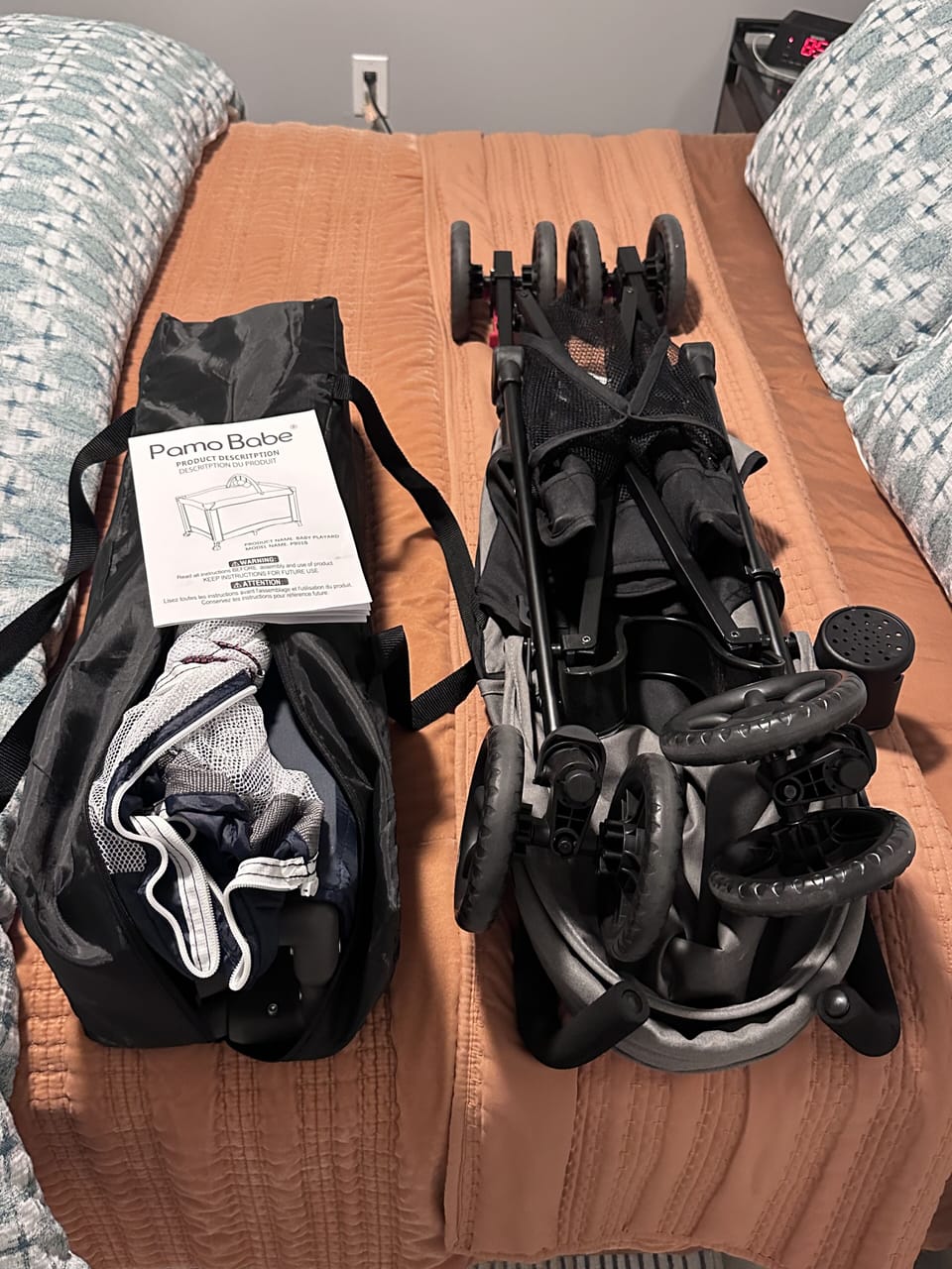 Pack and Play and Stroller in bedroom closet
