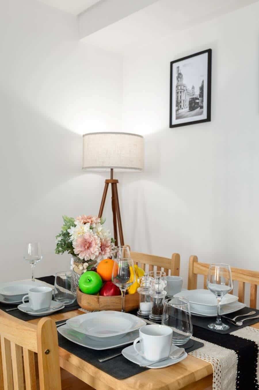 Stylish dining area—perfect for sharing meals, planning your day or simply enjoying time together