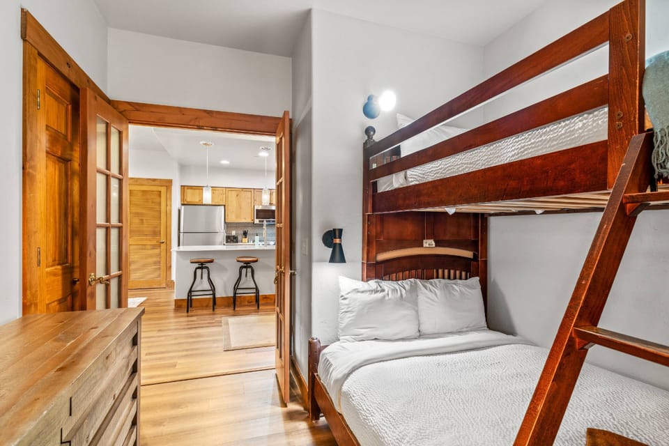 Warm and comfortable bunk room with rustic charm.