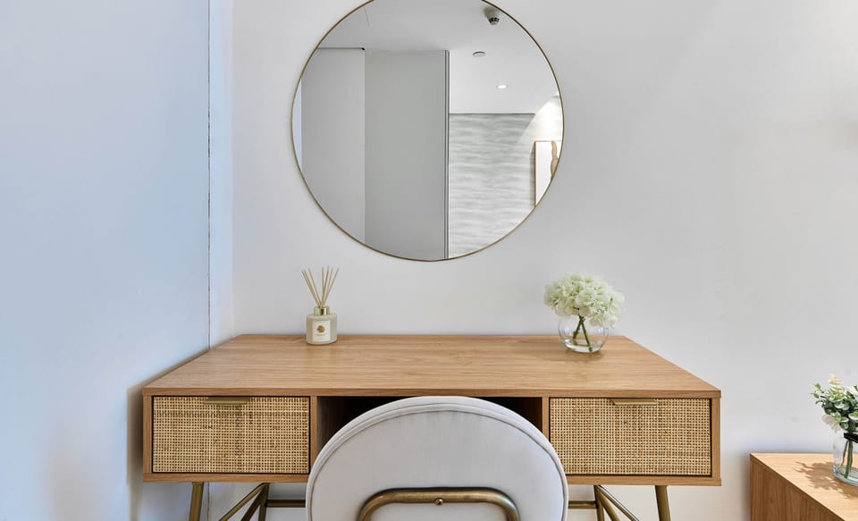Luxury Studio, City View | Premium bedding, in-room safe, laptop workspace, blackout drapes
