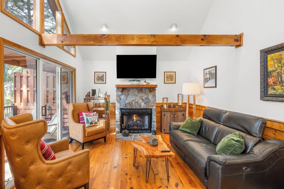 Gas Log Fireplace and Television