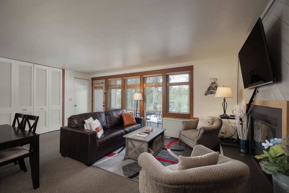 Curl up in the inviting living room & stream your favorites on the smart TV