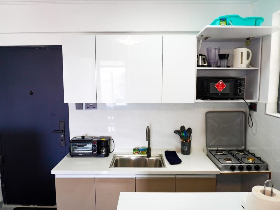 Deluxe Apartment | Private kitchen | Fridge, microwave, cookware/dishes/utensils