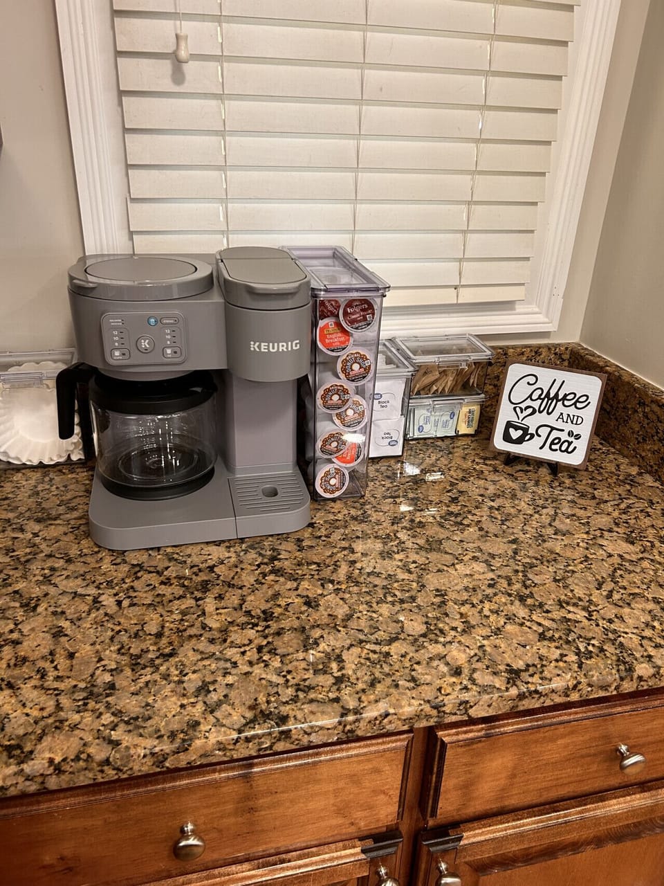 Coffee and Tea bar with fixings