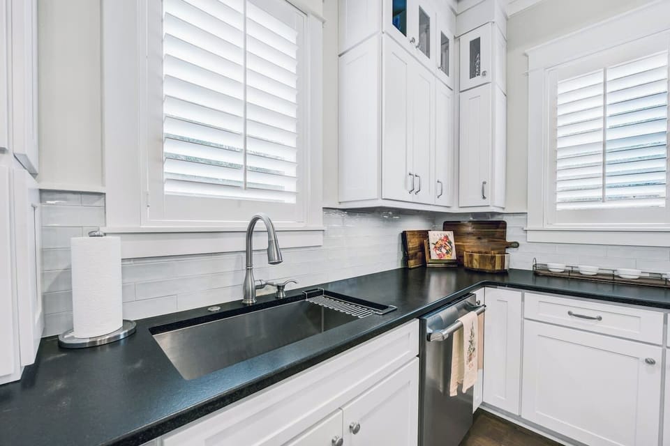There is a large deep sink and plenty of boards for cutting and charcuterie trays.