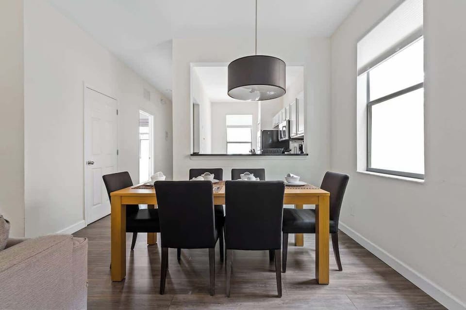 The relaxing and cozy living room boasts the dinning and living room integrated.