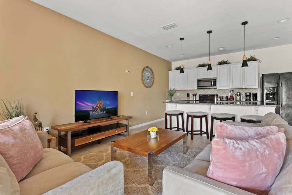 Living room with a romantic decoration, perfectly prepared for family gathering.