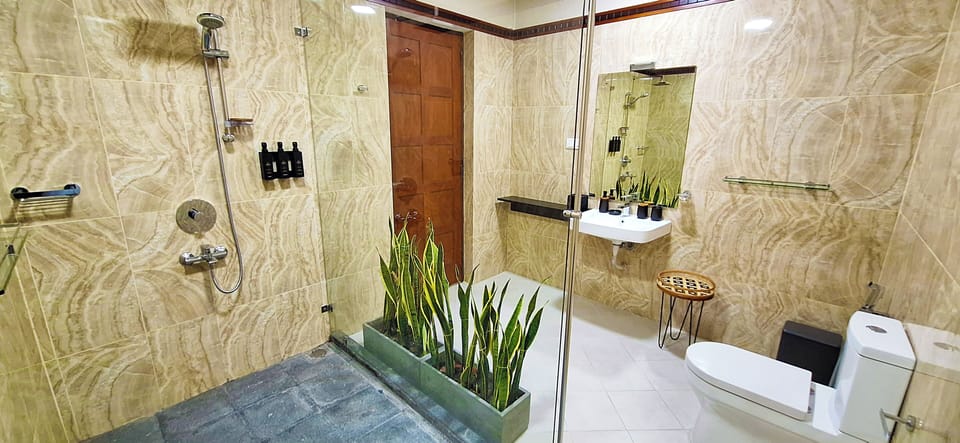 Deluxe Double Room | Bathroom | Shower, hair dryer, slippers, towels
