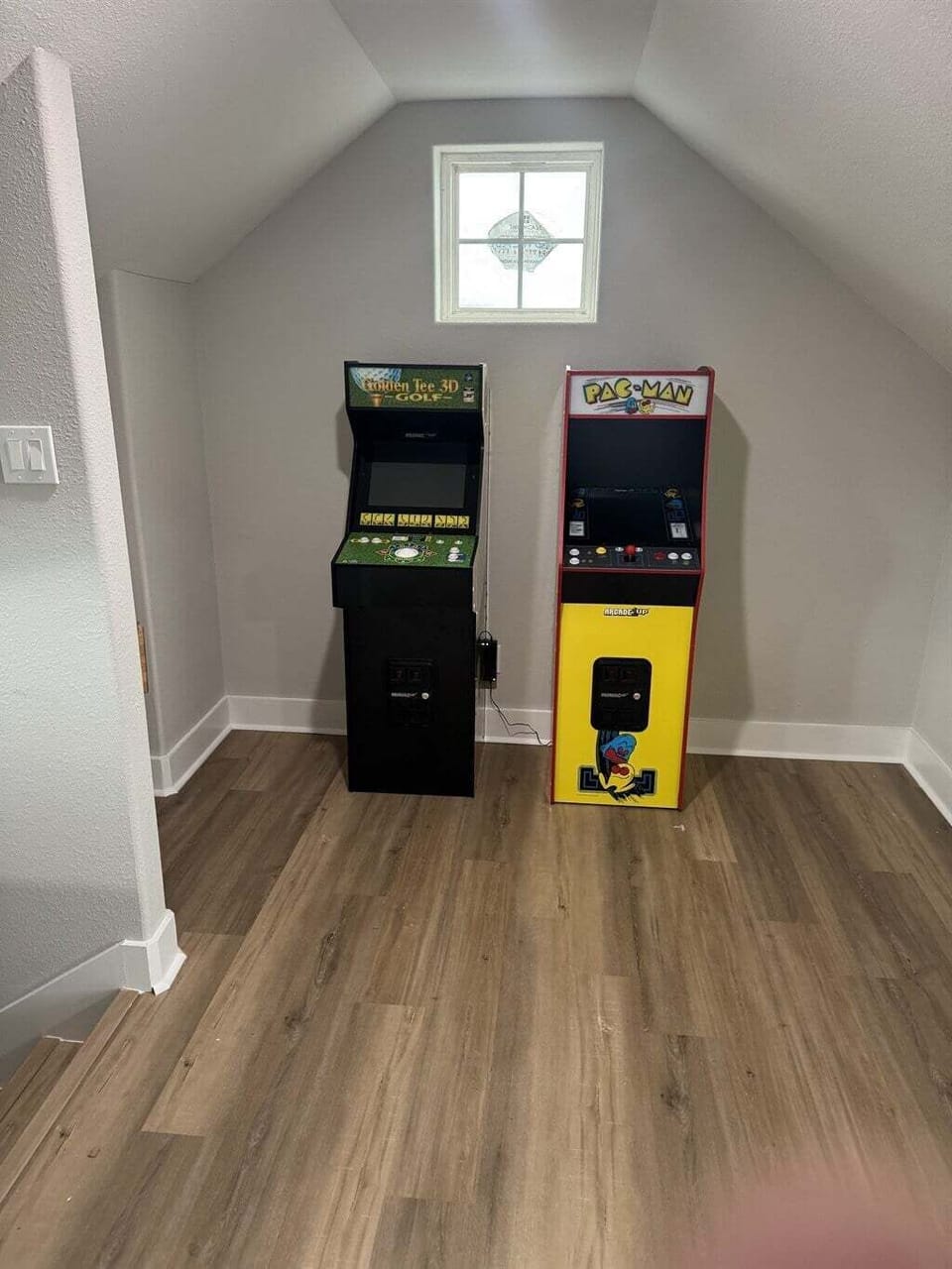 Arcade gaming machines providing fun indoor entertainment for guests.