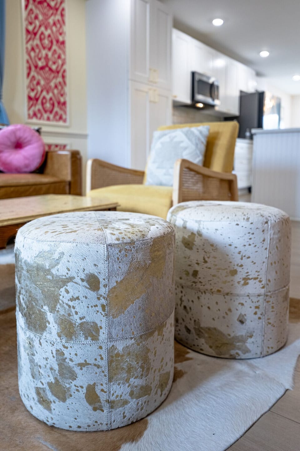 Pull up one of the chic accent poufs in the 2nd floor living room and settle in for cocktails or conversation.