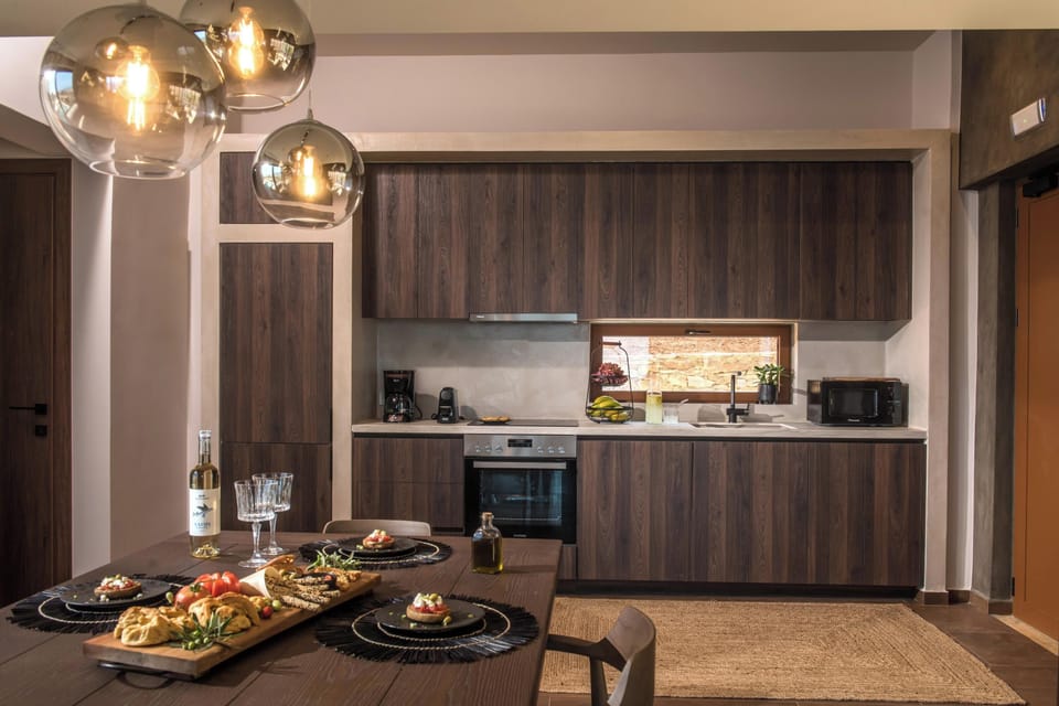 Fully equipped kitchen with modern appliances for self-catered meals