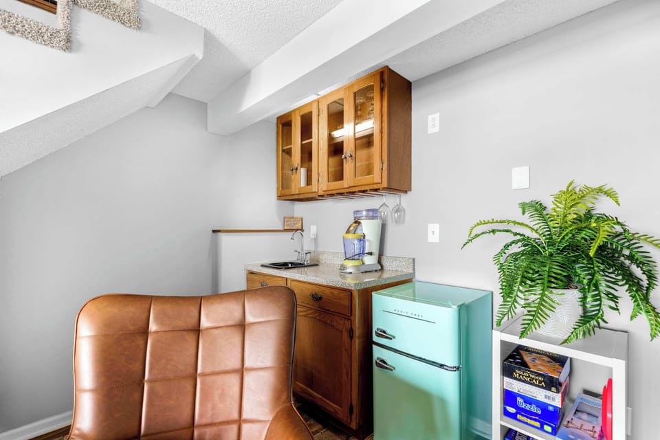 Enjoy a movie night at home in the lower-level den